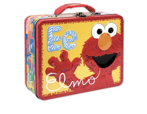 elmo world embossed metal lunch box|Vintage Sesame Street Embossed Elmo Ee Tin Lunch Box.